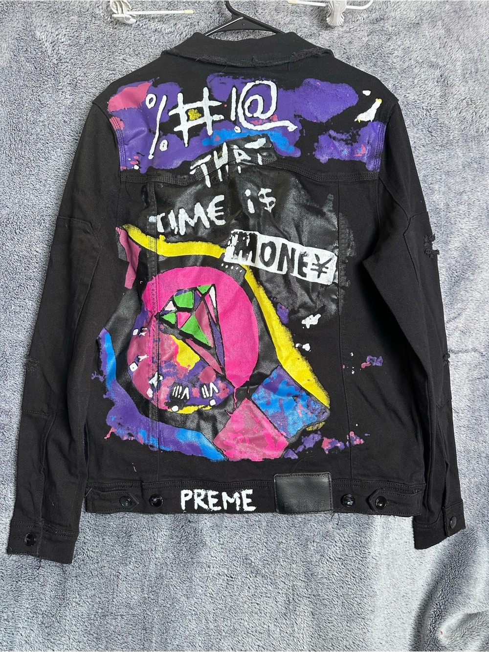 PREME Black Hand-Painted Military Field Jacket